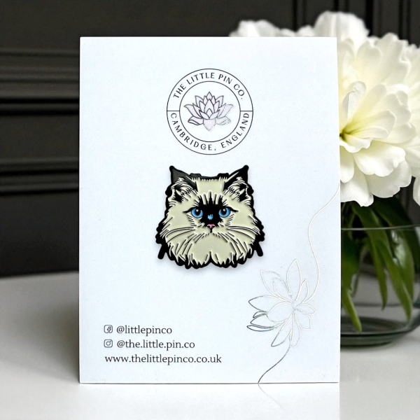 Ragdoll Grumpy Long-Haired Cat Enamel Pin