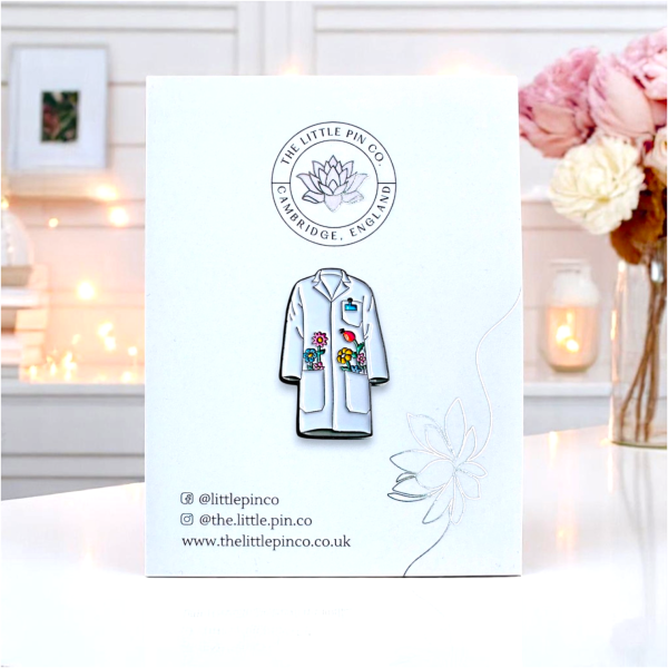 White Lab Coat For Doctors, Lab Techs And Scientists Enamel Pin