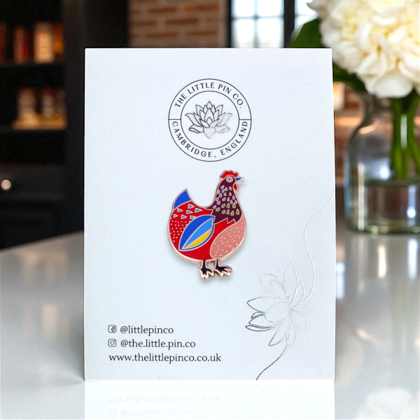 Colourful Hen Chicken Hard Enamel Pin Badge