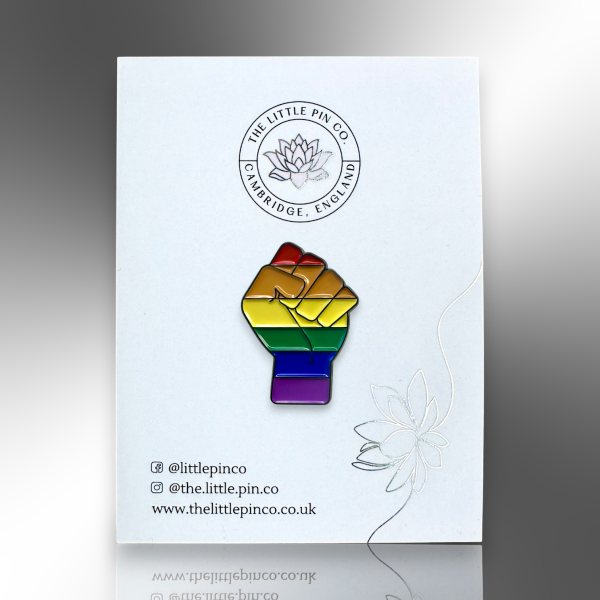 Rainbow Power Fist Enamel Lapel Pin, Inclusive LGBTIQ+ Proud Ally Brooch Badge, Gay Pride Awareness Gift, LGBTIQ+ Pride-Themed Jewellery Main 3 Rainbow Power Fist LGBTQIA+ Pride Enamel Pin