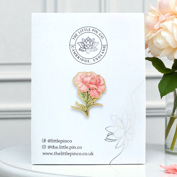 Carnation Pinks Flower Enamel Lapel Pin Brooch