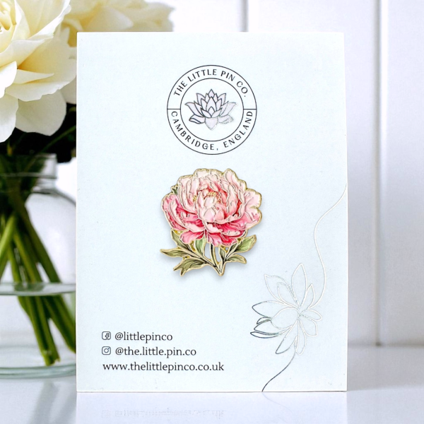 Peony Flower Enamel Lapel Pin Brooch